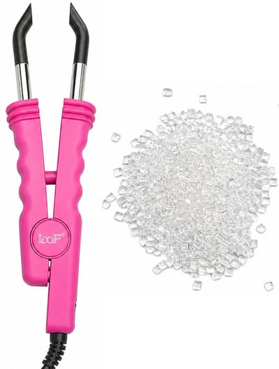 Loof Hair Extension Iron - Model L-618 Roze - Met Keratine Lijmkorrels - 50g - Transparant - Haar Extensions
