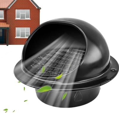Ventilatie Rooster - Rond Afvoer - Luchtcirculatie - Insectenwerend Gaas - 100mm Diameter - Zwart