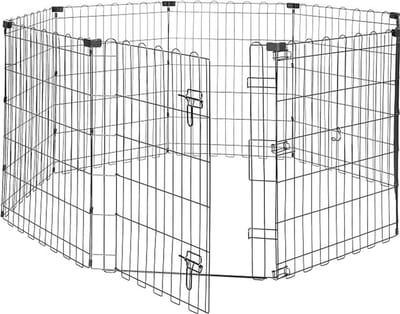 Famanu - Opvouwbaar metalen loopverblijf voor honden, 76 cm hoog, zwart