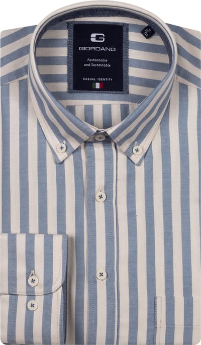 Giordano – Brando – Heren – Overhemd – Gestreept Overhemd – Blauw – 527101-65