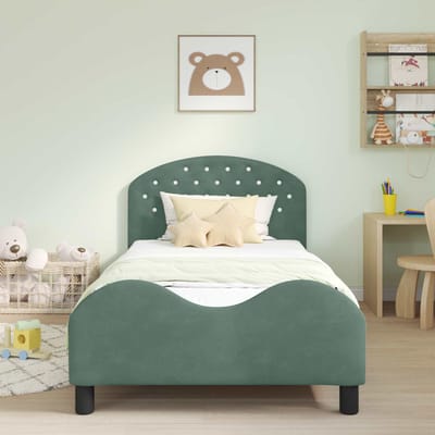 vidaXL - Kinderen - bedframe - met - hoofdboard - Zeegroen - 90 - x - 190 - cm - Fluweel