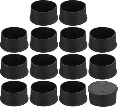 14x Stuks Zwarte Stoelpootdoppen 60mm PVC - Antislip Meubel Vloerbeschermers