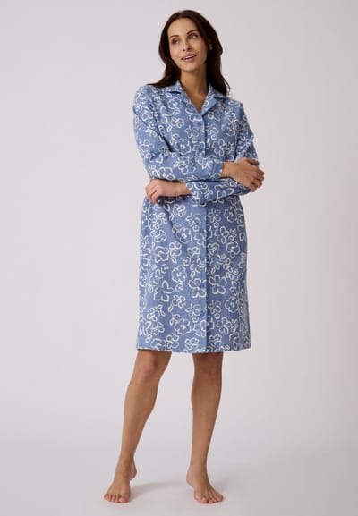 Damart - Slipdress van puur katoen flanel - Dames - Blauw - 38-40 (S)