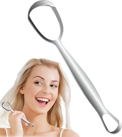 Tongenschraper - Tongreiniger - Mondhygiëne Bevorderen - Waaiervormige Reiniging - 15.5 cm - Zilverkleurig