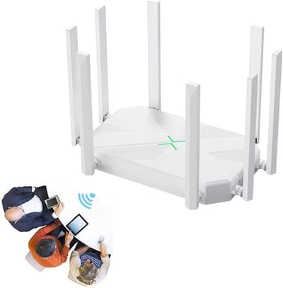 Wifi Versterker - Signaalversterker Repeater - Internetverbinding Verbeteren - 8 Externe Antennes - 1200M - Wit