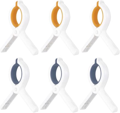 SnelShoppen - 6 Stuks Handige Handdoekclips voor Strandstoel, Bad Clips, Beddengoed en Kleding, Duurzaam PP Plastic met Antislip Pads, Perfect voor Ca