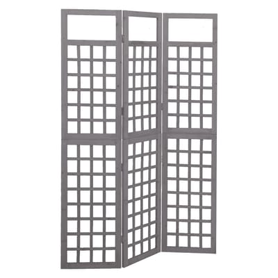 vidaXL - Kamerscherm/trellis - met - 3 - panelen - 121x180 - cm - vurenhout - grijs