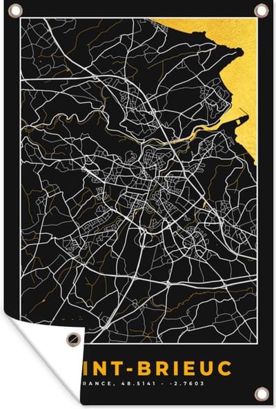 Muurdecoratie Frankrijk - Saint-Brieuc - Stadskaart - Plattegrond - Kaart - 120x180 cm - Tuinposter - Tuindoek