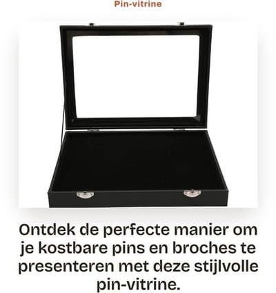 Dailygoods- Pin-vitrine met glazen deksel - Badge-opbergdoos - Stofdicht - Sieradendoos - Medailles/broches - Beschermende sponsvoering