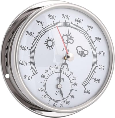 Barometer Hygrometer Thermometer - Weerstation Binnen Buiten - Weersvoorspelling Binnen - Roestvrij Staal Ontwerp