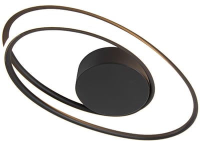 QAZQA rowan - Design Dimbare LED Plafondlamp met Dimmer - 1 lichts - L 500 mm - Zwart - Woonkamer | Slaapkamer | Keuken
