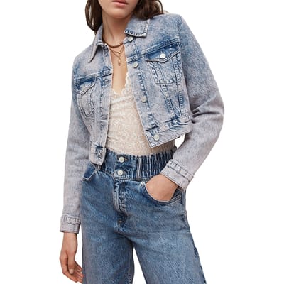 AllSaints Jinx Cropped Denim J Tinted Indigo Maat: 32 | Spijkerjassen Outlet | Dames | Blauw