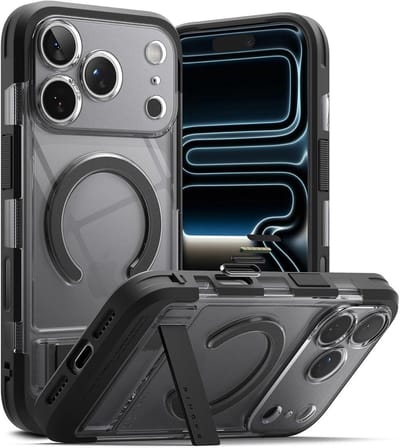 Ringke UX Magnetic - Hoesje Geschikt voor Apple iPhone 17 Pro Max - Compatibel met MagSafe - Rugged Back Cover met Standaard - Smoke Zwart