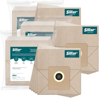 Sillar stofzuigerzakken - papier - 2 filterlagen - biologisch afbreekbaar - universeel - vervanging voor traditionele stofzuigers - Zelmer, Amica, Beko, Hoover, Philips, MPM - 17 x 16 cm - 15 stuks