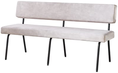 Eetkamerbank Wendy 180cm wit velvet eetbank