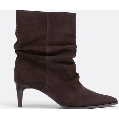 Stradivarius Enkellaarsjes met kitten heel, slouchy schacht en leer  BRUIN 35