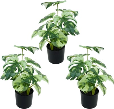 3st. Monstera Kunstplant 40cm | Kunstplanten voor binnen | Monstera Nepplanten | Kleine Kunstplanten | Set van 3 kunstplanten | Kunst gatenplanten | Kleine kunstplant | Neppe Monstera plant | Monstera Kunstplant | Levensechte Kunstplant
