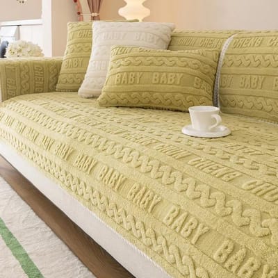 Housse de canapé chaude en peluche universelle, moderne, couleur unie, serviette de canapé pour salon, coussin de canapé en flanelle épais, hiver 70x70cm 1pc A beige