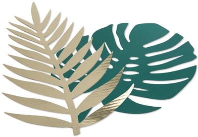 ARTYFETES - 6 tropische bladeren groen en goud van karton tafeldecoratie