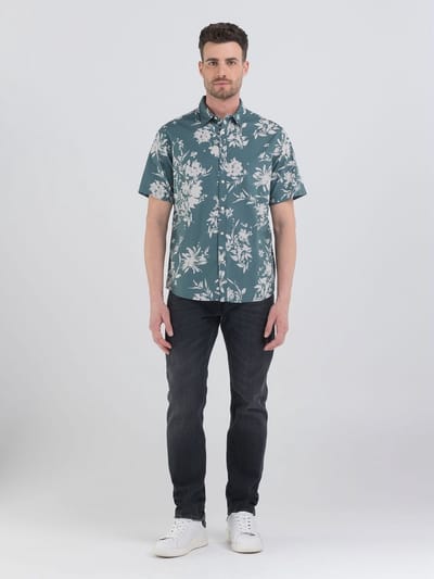 Replay shirt REGULAR ALL OVER PRINTED COTTON/VISCOSE MUSLIN PALE EMERALD/LT BEIGE (M4122 .000.74924 - 010)