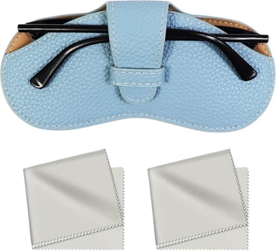 Zachte Leren Brilhoes voor Zonnebrillen, Draagbare Opbergtas voor Modebrillen, Stijlvolle Brilzak voor Mannen en Vrouwen (Blauw)