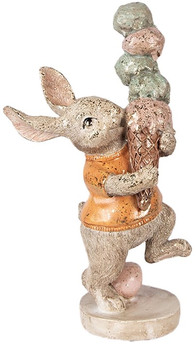 Clayre & Eef Decoratie Beeld Konijn 16x10x28 cm Beige Kunststof