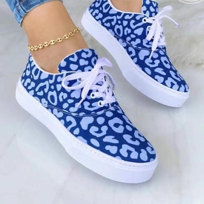Chaussures de sport plates en toile pour femmes, baskets d'été tendance, chaussures de course à plateforme, chaussures de marche à lacets 43 bleu