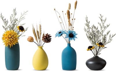 Allecto Plus - Kleine Keramische Vaasjes voor Bloemen Decoratie - Handgemaakt - Tafeldecoratie - Moderne Kleurvazen - Woonkamer en Keuken Accessoires