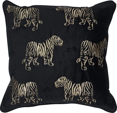 Sierkussen - Fluweel Tijger - Zwart - 45 Cm X 45 Cm