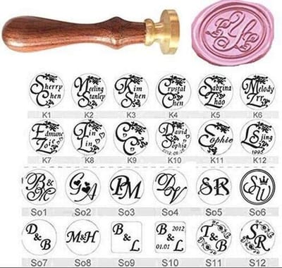 Gepersonaliseerde Vintage Wax Seal Stempel met Palissander Handvat en 128 Ontwerpstijlen voor Bruiloft Uitnodigingen