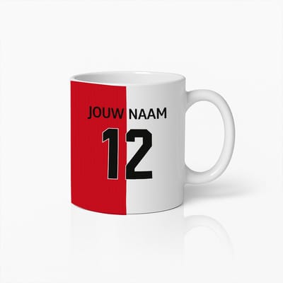 Gepersonaliseerde Voetbalshirt Mok met Naam en Nummer – Uniek Cadeau voor Voetbalfans