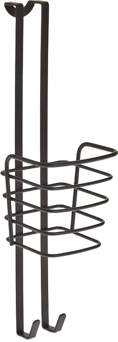 Metaltex - Föhnhouder - Met snoerhouder - Haardroger houder - Ophangen aan kastje zonder boren - Zwart - 11x12x37cm