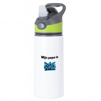 Hacebo® - mijn papa is super duper waterfles met rietje groen - Vader - meest geweldige papa - vader cadeautjes - vaderdag - verjaardag - geschenk - kado - vader artikelen - water fles - 650ML