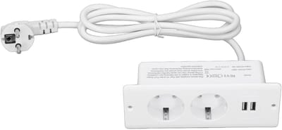 KZQ 4 in 1 Verzonken Inklapbaar Tafelstopcontact met 2 Stopcontacten 2 USB en 1.5 m Kabel voor Werkblad Vergadertafel Wit