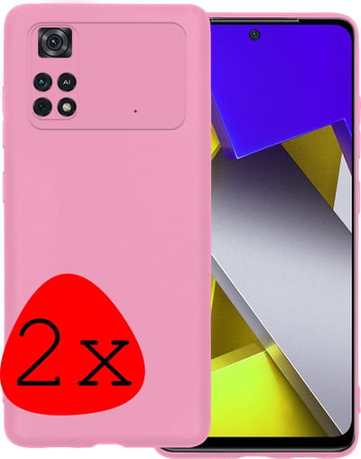 Hoesje 2 Stuks - Geschikt voor Xiaomi Poco X4 Pro 5G - Sterk & Shockproof - Case Siliconen - Back Cover - Telefoon Hoes - Lichtroze