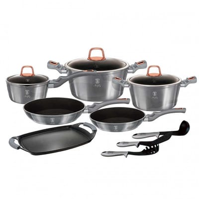 Berlinger Haus METALLIC Serie - Granieten Pannenset - Soft Touch Handvat - Turbo Inductie