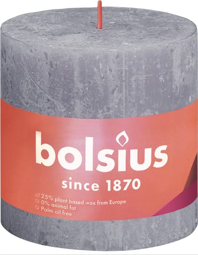 Bolsius Stompkaars Frosted Lavender Ø100 mm - Hoogte 10 cm - Grijs/Lavendel - 62 Branduren