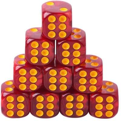 19mm Casino Dobbelstenen met Scherpe Randen en Bijpassende Serienummers Transparant Translucent D6 Royal Craps Hoge Kwaliteit Duurzame Constructie Praktisch Dagelijks Gebruik 10 Pcs red