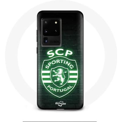 Samsung Galaxy S20 Ultra hoesje scp sportief portugal lichtgevende zwarte achtergrond