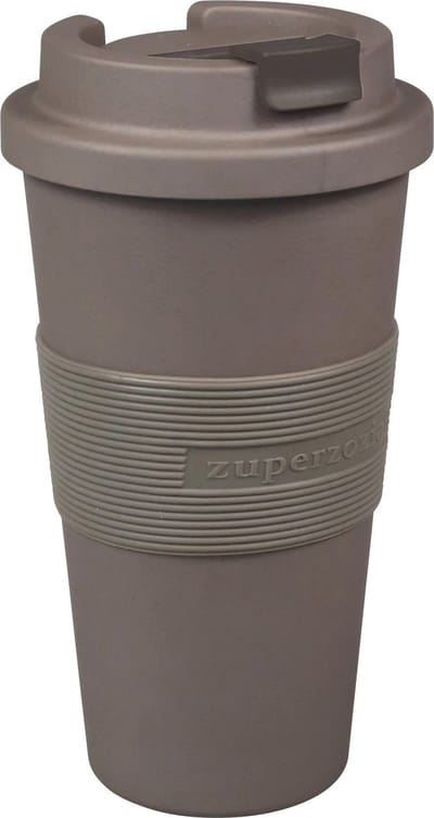 ZUPERZOZIAL - C-PLA, reisbeker, koffiebeker, coffee to go beker, TIME-OUT MUG large, mocha brown, bruin, 480ml