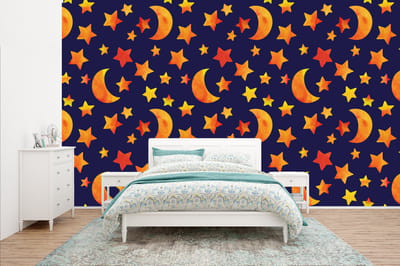 Behang - Fotobehang Sterren - Nacht - Patronen - Kind - Breedte 400 cm x hoogte 240 cm