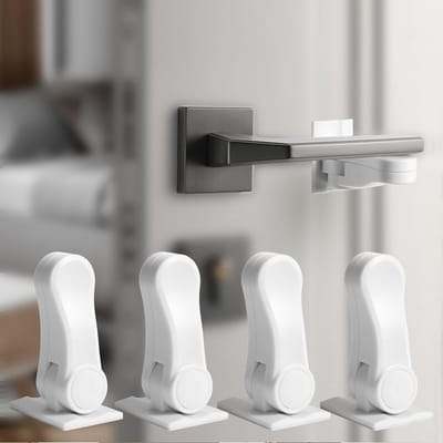 4 stuks kinderveiligheidssluiting voor deurklinken, makkelijk te monteren, huisdierbestendig, 4 stuks