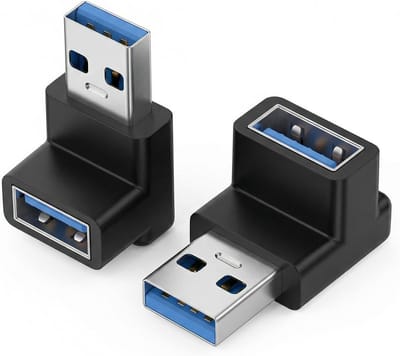 Set van 2 USB Hoekpluggen 90 Graden, 3.2 Adapters voor Snelle Gegevensoverdracht, Geschikt voor Laptop, Harde Schijf en Toetsenbord