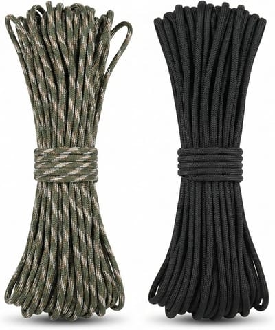 Set van 2 Paracord 550 touwen van 31 m, 4 mm met 7 kernstrengen, ideaal voor outdoor, survival, camping en knutselen, treksterkte tot 250 kg
