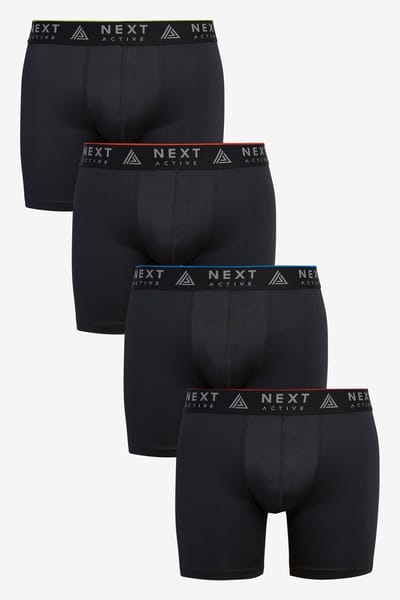 Next - Heren - 4 Langere sportboxershorts - Zwart