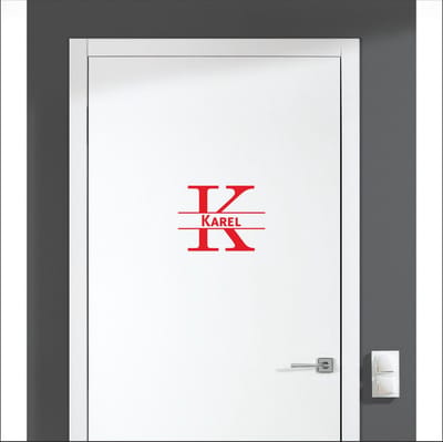 Deursticker Met Naam -  Karel - Rood