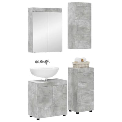 vidaXL - Badkamermeubel - Set - TULUM - 4 - st - Beton - Grijs - 60 - x - 34 - x - 63 - cm