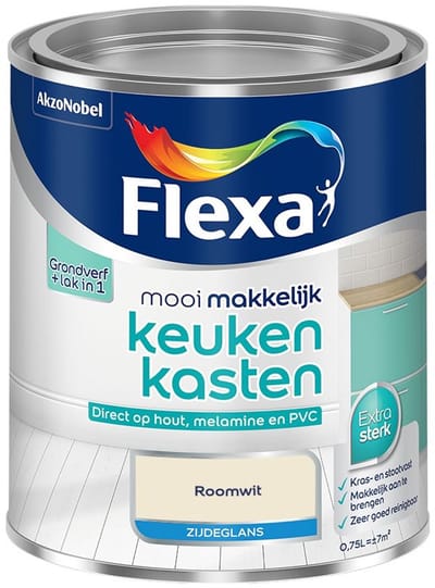 Flexa - Mooi Makkelijk Keukenkasten Zijdeglans - Roomwit - Mengverf - 750 Ml