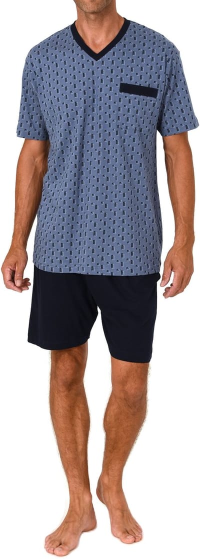 Normann heren shortama met korte mouwen – pyjama met V-hals, ook in grote maten