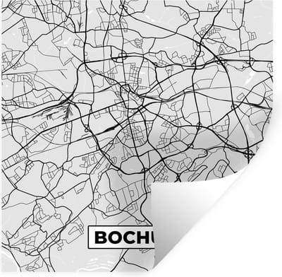 Muurstickers - Sticker Folie - Bochum - Duitsland - Kaart - Plattegrond - Stadskaart - 100x100 cm - Plakfolie - Muurstickers Kinderkamer - Zelfklevend Behang XXL - Zelfklevend behangpapier - Stickerfolie